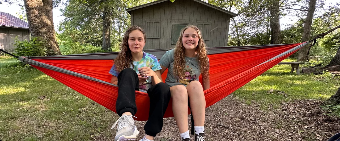 Campers in a hammock