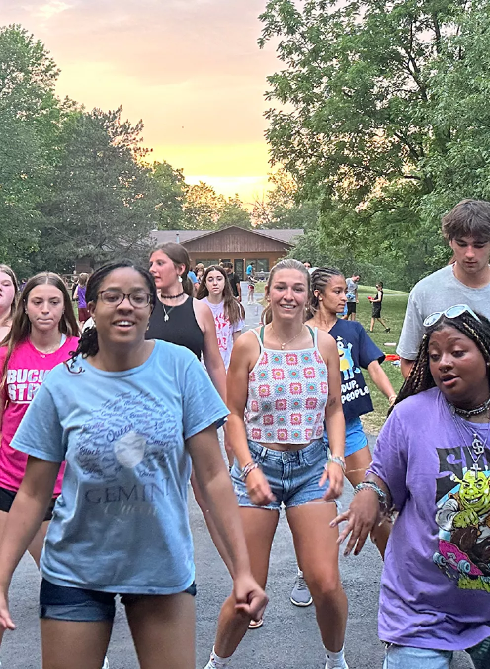 Campers dancing outside at camp