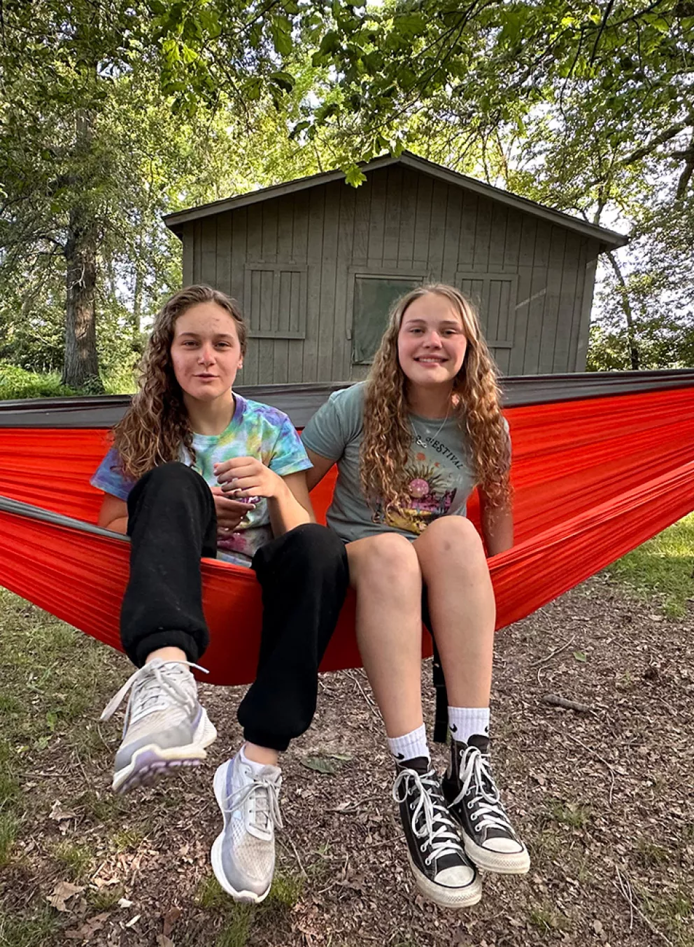 Campers in a hammock