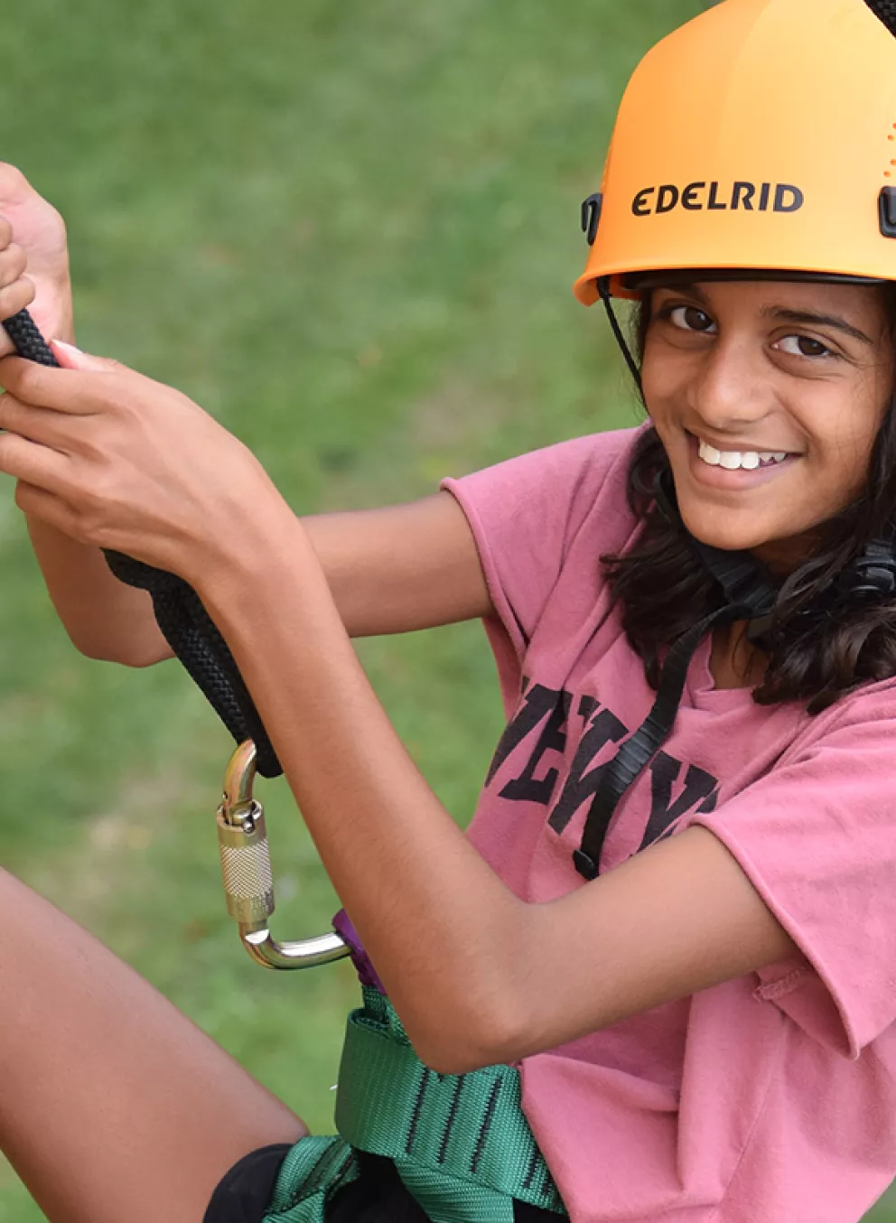 Camper on the climbing wall